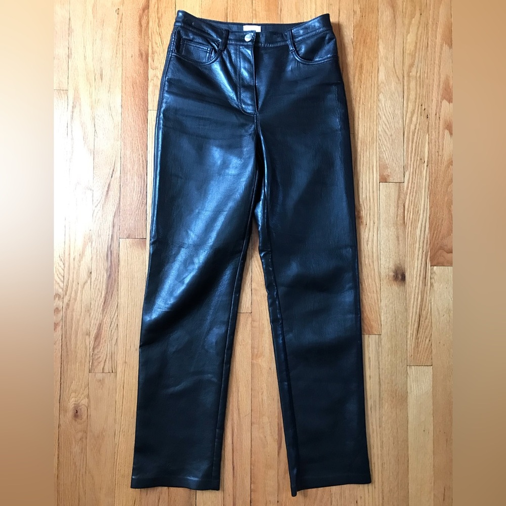 Wilfred Black Faux Leather Straight Leg Pants 4